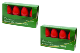 Christmas Bulbs Incandescent C9 7W Red Ceramic 4-Pcs Celebrations BU4C9O... - $36.38 MXN