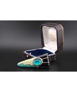 Vintage Monet Art Deco-Inspired Brooch – Multicolor Enamel &amp; Cabochon Ac... - $841.23 MXN
