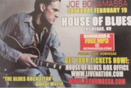 Joe Bonamassa Live at The House of Blues Las Vegas NV promo card - £3.12 GBP