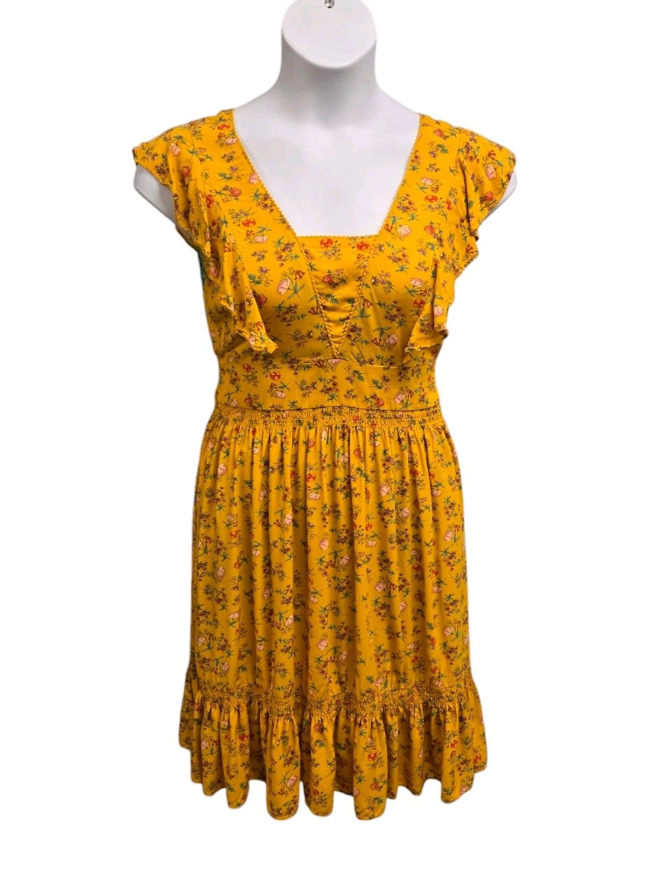 Matilda Jane Womens Small Yellow Fantasy Fancy Floral Dress Flutter Slee... - £11.91 GBP