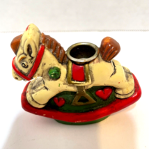 Vintage Holiday Memories Rocking Horse Mini Taper Candle Holder 2.25&quot; Tall - £8.48 GBP