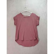 Olive + Oak Blouse Top Womens Small Mauve Polyester Short Sleeve Round Neck - $20.22