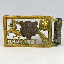 1950s Davy Crockett Brass &amp; Pot Metal Belt Buckle Bear Indian Rifle Horse - $49.70