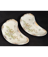 J&amp;G Meakin Hanley Set 2 Vintage Kidney Fish Bone Dish Blue Green Floral ... - $15.79