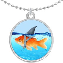Fish with Shark Fin Round Pendant Necklace Beautiful Fashion Jewelry - £8.47 GBP