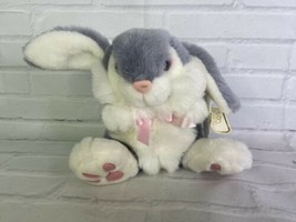 VTG Dan Dee Soft Expressions Bunny Rabbit Plush Stuffed Animal Faux Leather Paws - £27.68 GBP