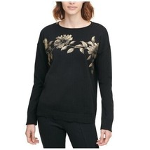 Calvin Klein Women XL Black Gold Metallic Cotton Long Sleeve Sweater NWT... - £29.65 GBP