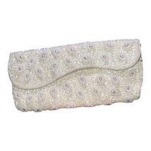 La Regale Elegant Purse White Beaded Formal Evening Sequin Clutch Handbag - £12.63 GBP