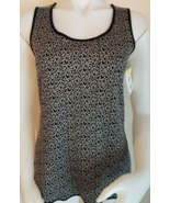 St John Cashmere Blend Knit Tank Top Womens P Petite Black Heart Sleeveless - $80.87 CAD
