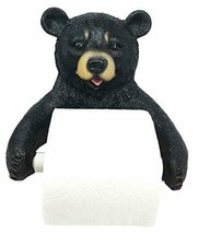 Whimsical Black Bear Toilet Paper Holder Bathroom Wall Decoration 8.25&quot;Tall - £22.18 GBP