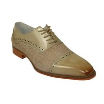 Men's Giovanni Shoes High Quality Leather/Fabric Cap Toe REED Natural Tan image 8