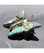 VINTAGE MEXICAN 925 STERLING SILVER MOTHER OF PEARL BUTTERFLY BROOCH PIN - $50.12 CAD