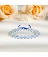 Aquamarine Beaded Bracelet, Blue Crystal Bracelet, Stretch Bracelet 8/9M... - $253.82 CAD