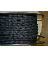 Black Twisted Cotton Covered Wire, Vintage Style Cloth Lamp Cord, Antiqu... - £1.08 GBP