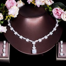 Luxury Bridal Wedding Jewelry Set for Women Yellow Cubic Zirconia Long Square Ea - £42.57 GBP