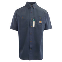 Carhartt Men&#39;s Flannel Shirt Navy Rugged Short Sleeve (220) - £13.14 GBP+