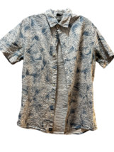 RYE By Hawker Rye blue white button shirt men M slim fit palm Leaves tro... - £11.09 GBP