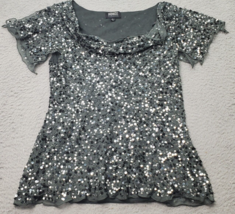 Adrianna Papell Evening Essentials Blouse Womens Large Multi Sequin Lined Silk - £20.75 GBP