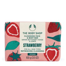 The Body Shop Strawberry Cleansing Face & Body Bar  Cleanses and Recharges Skin - £15.22 GBP