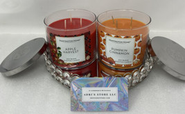 2 Huntington Home 3 Wick Candles- Apple Harvest/Pumpkin Cinnamon -Soy Wax - £29.94 GBP