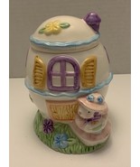 Ceramic Easter Trinket Or Candy Dish Spring Bunny Flowers House - $12.00