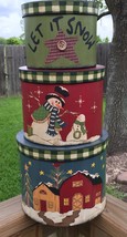 79677 Let it Snow Snowman Nesting Boxes set of 3 Paper Mache&#39; - $23.95