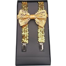 Men AB Elastic Band Gold Sequin Suspender With Maching Polyester Bowtie - €4,14 EUR