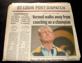 2000 Feb 2 St Louis Post Dispatch Newspaper NFL Rams Dick Vermeil Retire... - £11.78 GBP