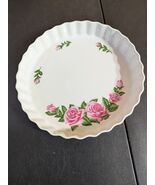 VINTAGE CHRISTINEHOLM 9&quot; FLUTED QUICHE DISH 8 ROSE EDGE IS 1 1/4&quot; DEEP - €22,99 EUR