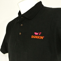 DUNKIN&#39; DONUTS America Runs Employee Uniform Polo Shirt Black Size L Lar... - £20.05 GBP