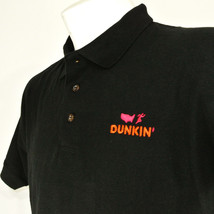 DUNKIN&#39; DONUTS America Runs Employee Uniform Polo Shirt Black Size L Lar... - $25.49