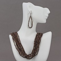 Retired Silpada Sterling &amp; Bronze Glass Bead Necklace &amp; Earrings Set N1815 W1779 - £47.89 GBP