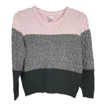 Croft &amp; Barrow Womens Sweater Size XL Petite Cable Knit Pullover Gray Pink  - £16.27 GBP