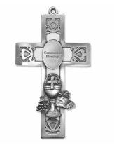 5.5&quot; Pierced Pewter First Communion Chalice Wall Cross Communion Blessings - £32.47 GBP