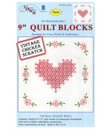 Jack Dempsey Needle Art Chicken Scratch Hearts Quilt Blocks - £9.59 GBP
