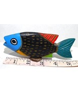 Mexican Boho Wood Folk Art Carved Fish Small  VTG - $22.72