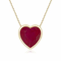 Authenticity Guarantee 
Bezel-Set Solitaire Heart Ruby Pendant in 14K Yellow ... - £502.42 GBP