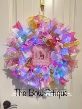 Handmade Oh Deer! Christmas is Near Holiday Ribbon Door Wreath 22 in W65... - £62.95 GBP