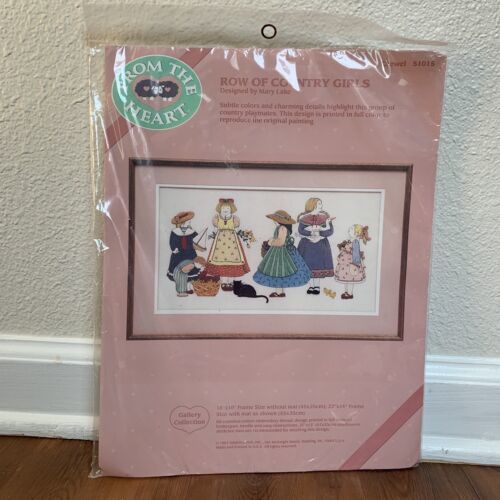 From The Heart Needlepoint Kit Row Of Country Girls #51015 vtg 1987 Crewel New - £50.61 GBP