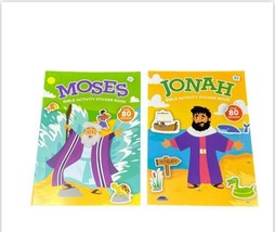 Kids Moses Jonah Bible Activity Sticker Books 80+ Stickers Fun Set Of 2 NEW - $13.33