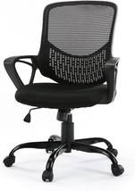 Office Chair Mesh Mid-Back Height Adjustable Swivel Chair Ergonomic, Black. - £104.56 GBP