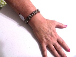 Department Store 6&quot;- 7&quot; Faux Tan Leather Silver/Gold Bracelet N373 $24 - £8.58 GBP