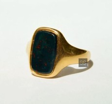 Natural Bloodstone Ring, 925 Sterling Silver, Gold Bloodstone Ring, Men Gifts - £66.96 GBP