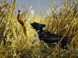 spaniel dog pheasant hunting bird country western ceramic tile mural backsplash - £46.96 GBP+