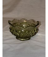 3” Fenton Avocado Green Scalloped Hobnail Taper Candle Holder with Flowe... - £16.96 GBP