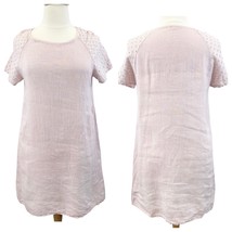 Marina Gigli Womens XL 100% Linen Shift Dress Pale Pink Eyelet Made In Italy - £38.59 GBP