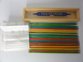 Vintage Wooden Pick-Up Sticks in Wood Box with Acrylic Slide Lid Schylling - $14.85