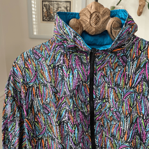 Vintage HTC Bold Colorful Print Windbreaker Spring Jacket M - $602.64 MXN