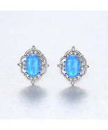 S925 Silver Earrings Opal Opal Zircon Stud Earrings - £17.36 GBP