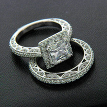 Princess Cut 3.50Ct Simulated Diamond Wedding Ring Set 14K White Gold Si... - £231.06 GBP